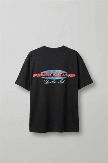 Erkek Oversize Sırt Baskılı Pamuklu T-Shirt Siyah