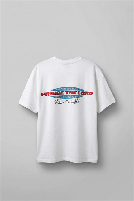 Erkek Oversize Sırt Baskılı Pamuklu T-Shirt Beyaz