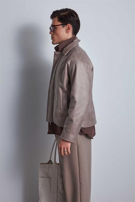 Erkek Oversize Süet Görünümlü Ceket Bej