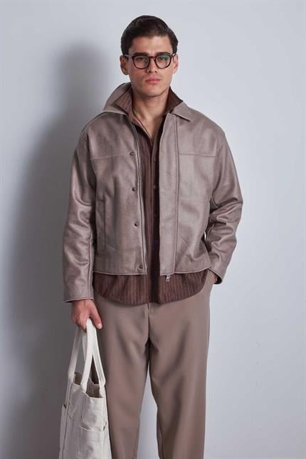 Erkek Oversize Süet Görünümlü Ceket Bej