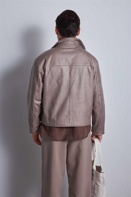 Erkek Oversize Süet Görünümlü Ceket Bej
