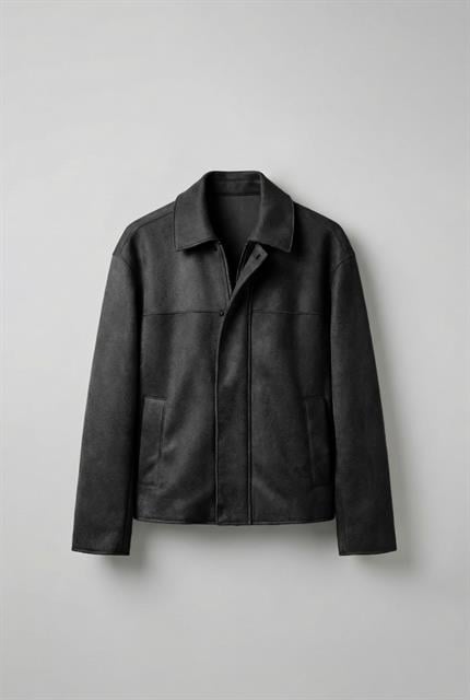 Erkek Oversize Süet Görünümlü Ceket Siyah