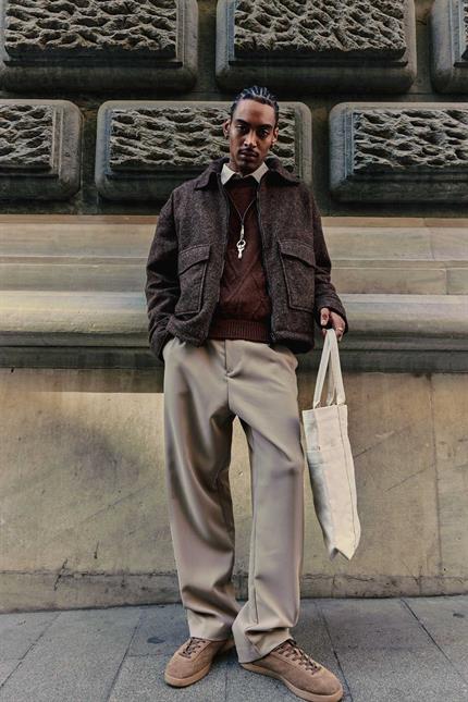 Erkek Oversize Tüylü Kaşe Ceket Kahverengi