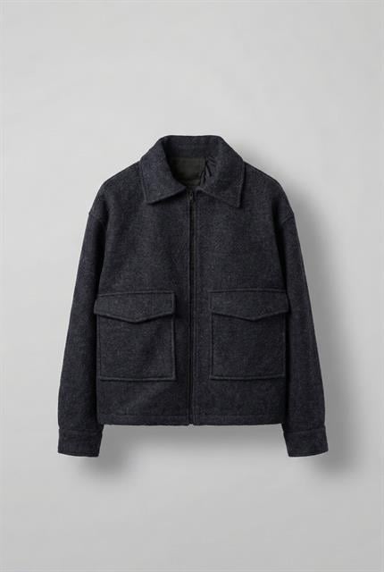 Erkek Oversize Tüylü Kaşe Ceket Lacivert