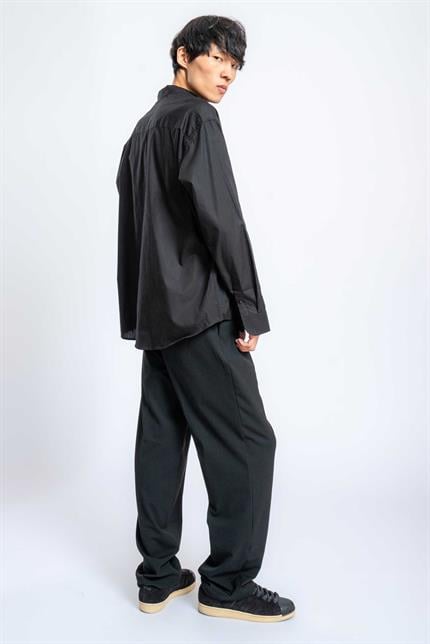 Erkek Oversize Uzun Kollu Basic Gömlek Siyah