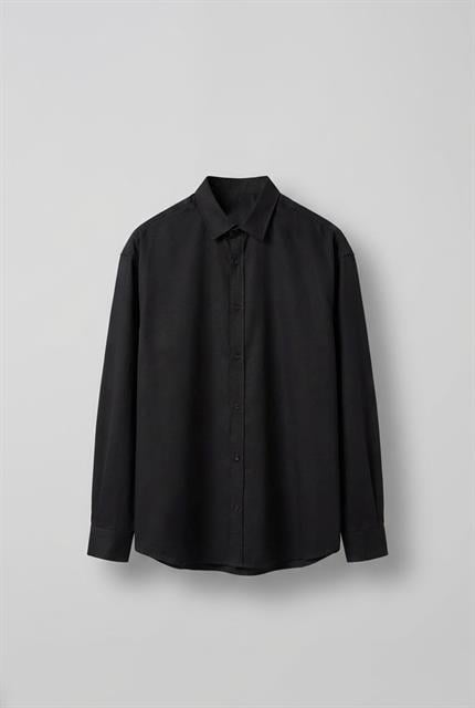 Erkek Oversize Uzun Kollu Basic Gömlek Siyah