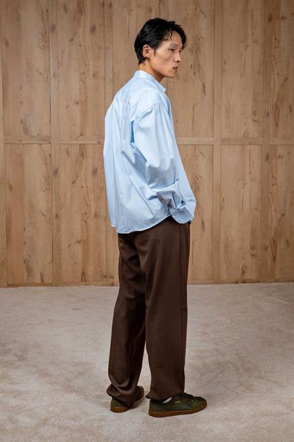 Erkek Oversize Uzun Kollu Basic Gömlek Açık Mavi