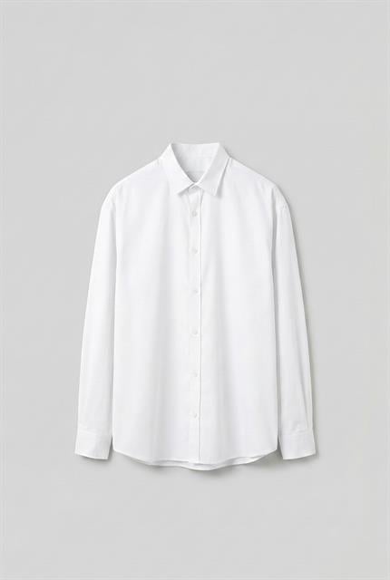 Erkek Oversize Uzun Kollu Basic Gömlek Beyaz