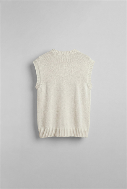 Erkek Oversize V Yaka Triko Süveter Bej