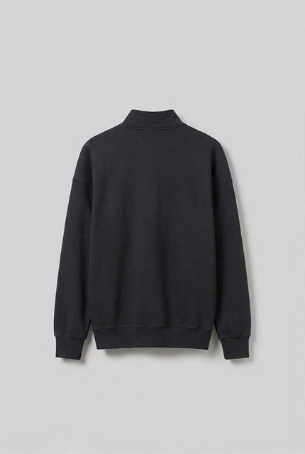 Erkek Oversize Yarım Fermuarlı Dik Yakalı Baskılı Sweatshirt Antrasit
