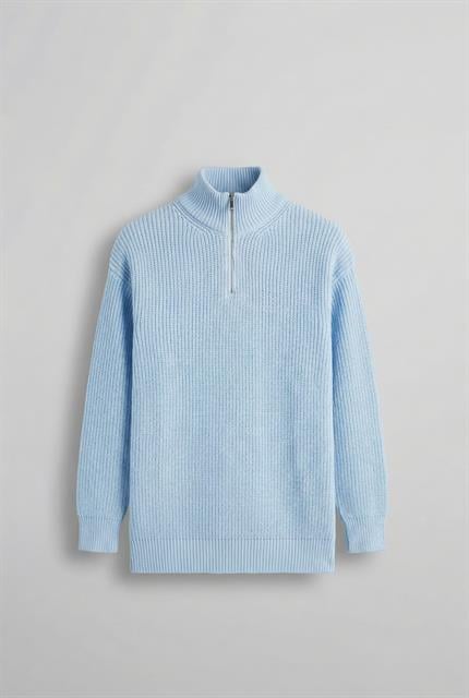 Erkek Oversize Yarım Fermuarlı Kazak Bebek Mavi