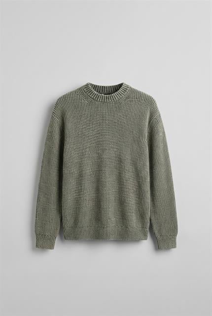 Erkek Oversize Yıkamalı Ağır Premium Kazak Yeşil