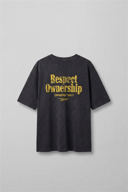 Erkek Oversize Yıkamalı Arkası Baskılı T-Shirt Siyah