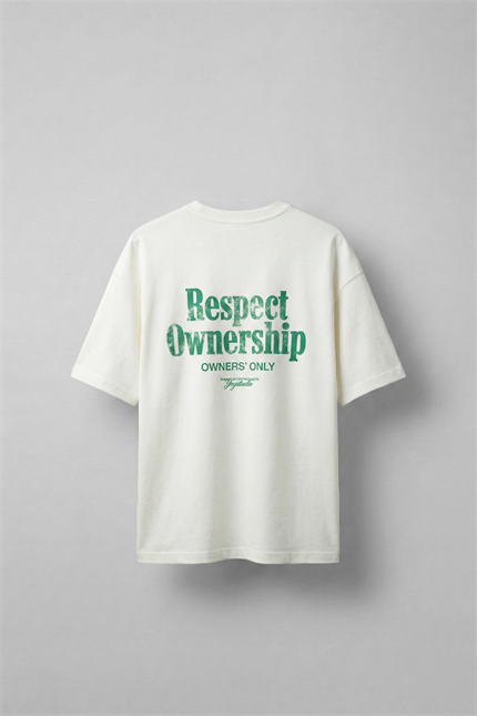 Erkek Oversize Yıkamalı Arkası Baskılı T-Shirt Ekru