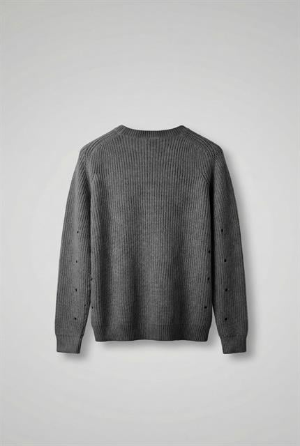 Erkek Oversize Yıkamalı Distressed Triko Kazak Siyah