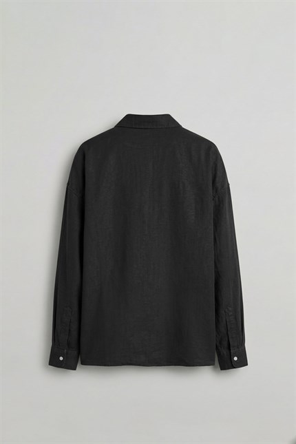 Erkek Oversize Yıkamalı Gömlek Siyah