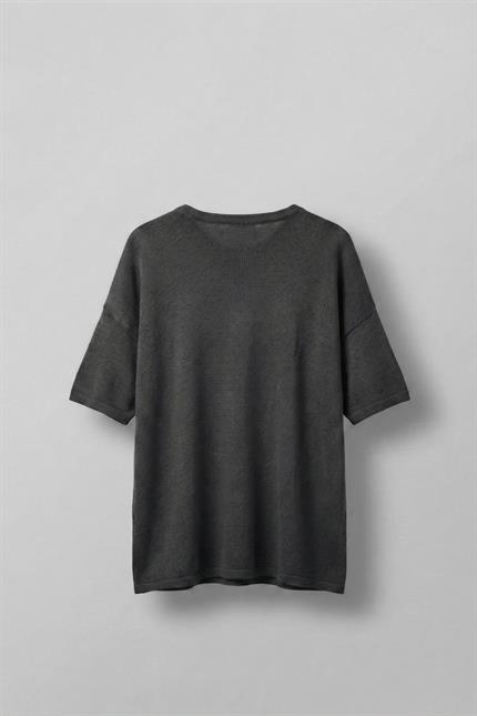 Erkek Oversize Yıkamalı Örme T-Shirt Siyah