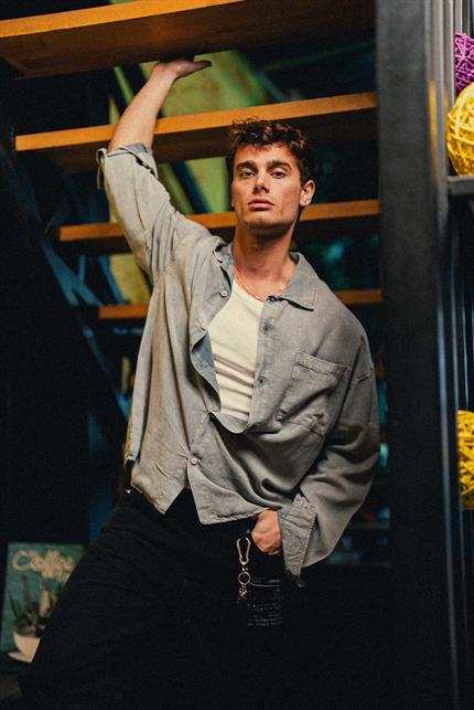 Erkek Oversize Yıkamalı Gömlek Gri