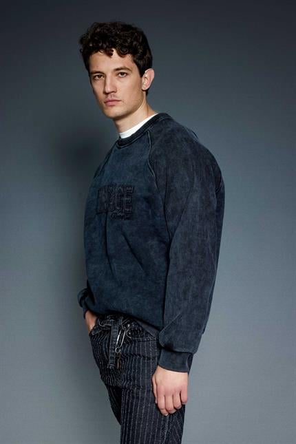 Erkek Oversize Yıkamalı Vintage Nakış Detaylı Sweatshirt Siyah