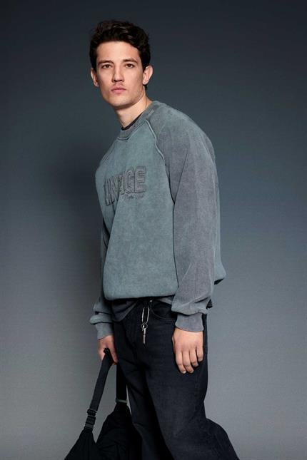 Erkek Oversize Yıkamalı Vintage Nakış Detaylı Sweatshirt Antrasit