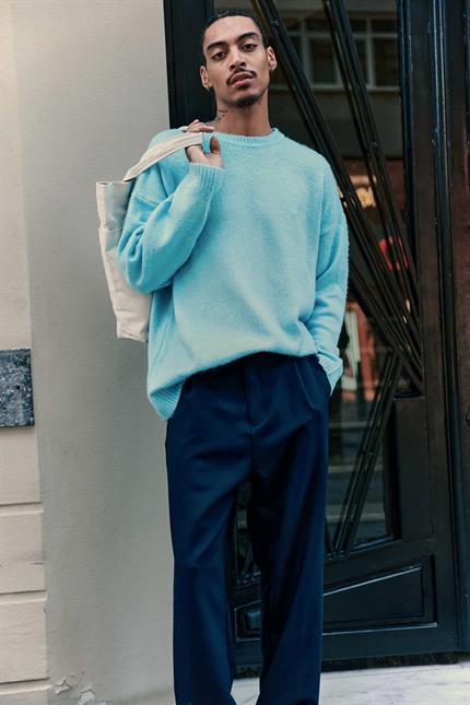 Erkek Oversize Yumuşak Dokulu Kazak Bebek Mavi