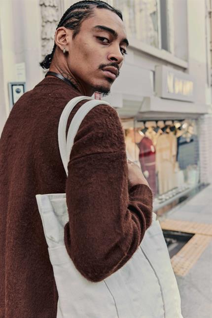 Erkek Oversize Yumuşak Dokulu Kazak Kahve