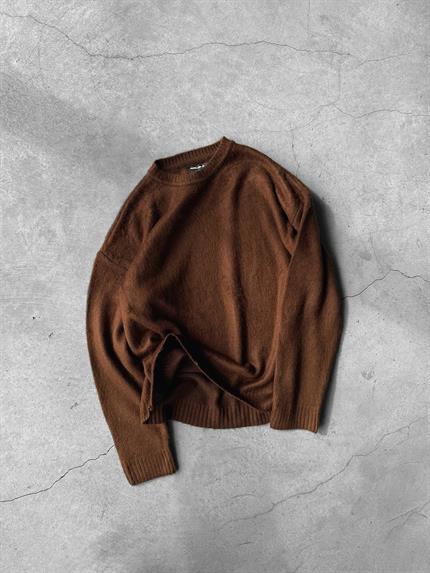 Erkek Oversize Yumuşak Dokulu Kazak Kahve