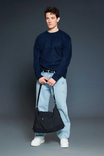 Erkek Oversize Yumuşak Dokulu Kazak Lacivert