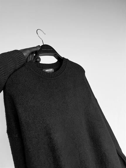 Erkek Oversize Yumuşak Dokulu Kazak Siyah