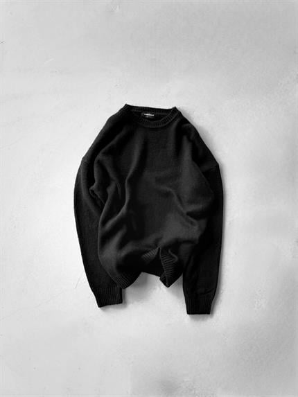 Erkek Oversize Yumuşak Dokulu Kazak Siyah