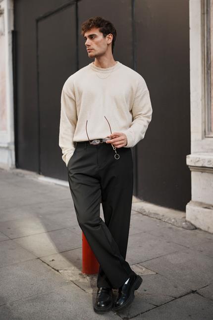 Erkek Oversize Yumuşak Dokulu Kazak Taş