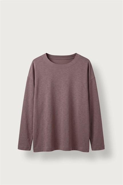 Erkek Oversize Yumuşak Dokulu Modal Kumaş Sweatshirt Açık Kahve