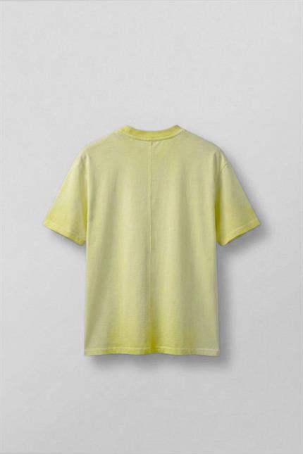 Erkek Oversize Yuvarlak Yaka Yıkamalı Catch T-Shirt Sarı