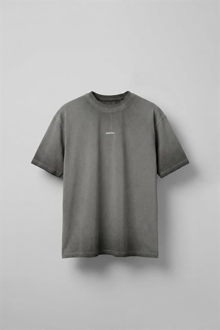 Erkek Oversize Yuvarlak Yaka Yıkamalı Catch T-Shirt Antrasit