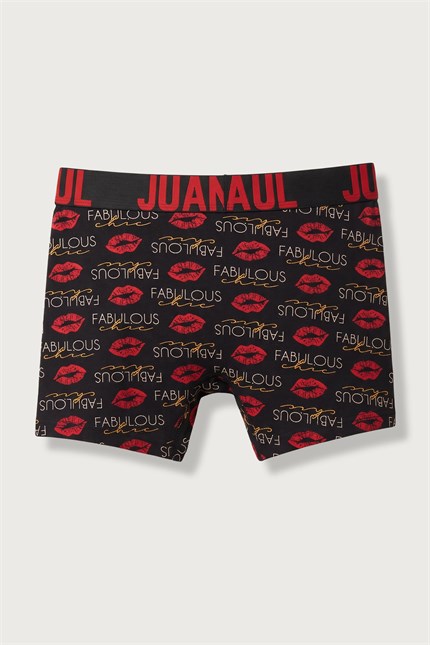 Erkek Pamuklu Fabulous Desenli Boxer Siyah