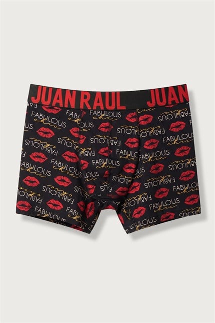 Erkek Pamuklu Fabulous Desenli Boxer Siyah