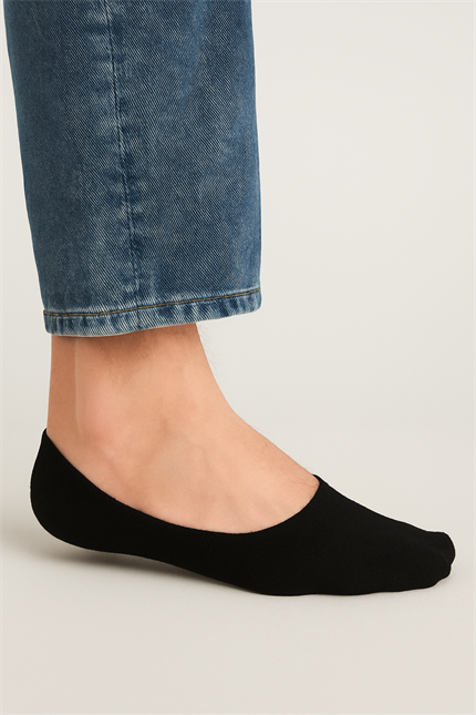 Erkek Pamuklu Görünmez 3Lü Babet Çorap Siyah