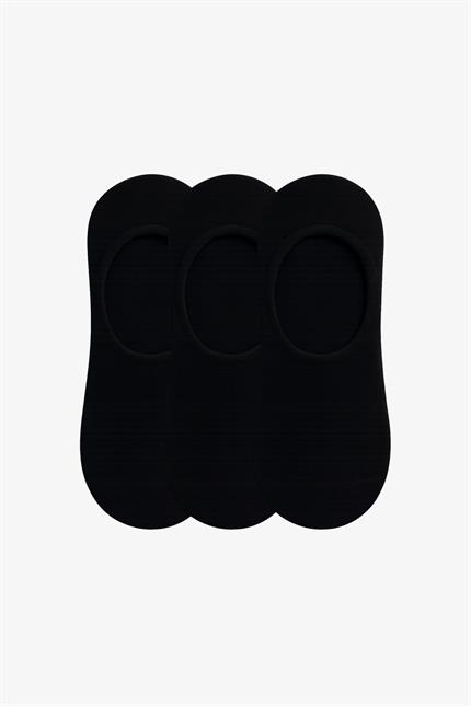 Erkek Pamuklu Görünmez 3Lü Babet Çorap Siyah