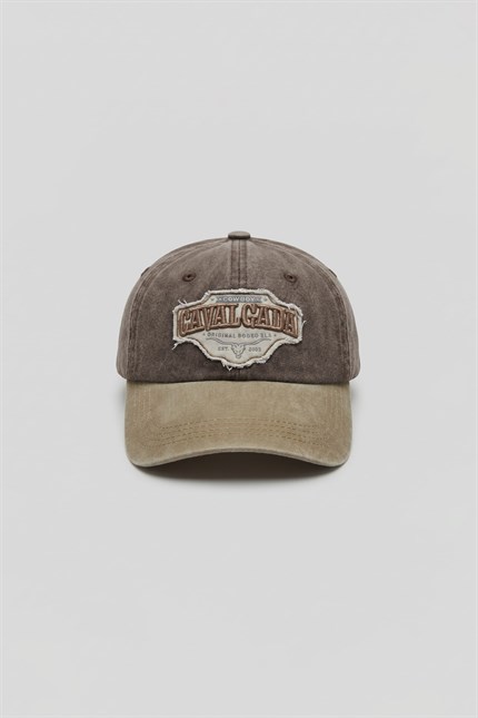 Erkek Patch Nakışlı Yıkamalı Beyzbol Şapka Kahverengi