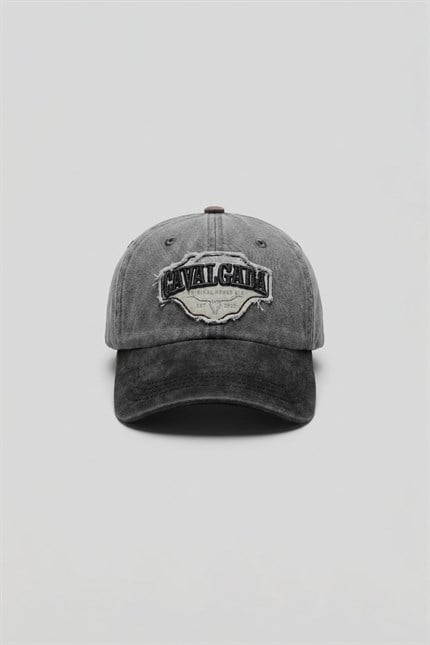 Erkek Patch Nakışlı Yıkamalı Beyzbol Şapka Gri