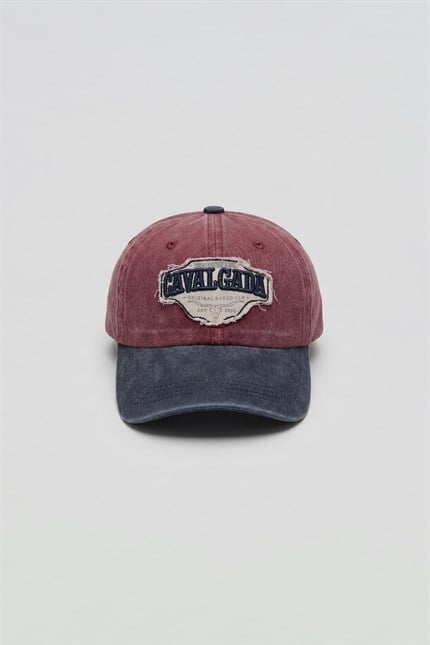 Erkek Patch Nakışlı Yıkamalı Beyzbol Şapka Bordo