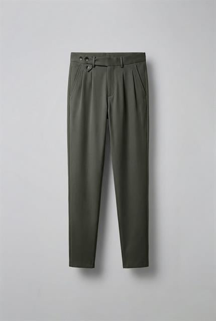 Erkek Pileli Kumaş Pantolon Haki