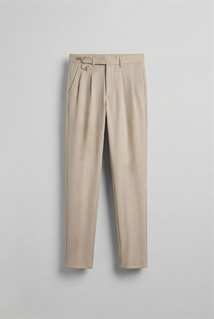 Erkek Pileli Kumaş Pantolon Krem