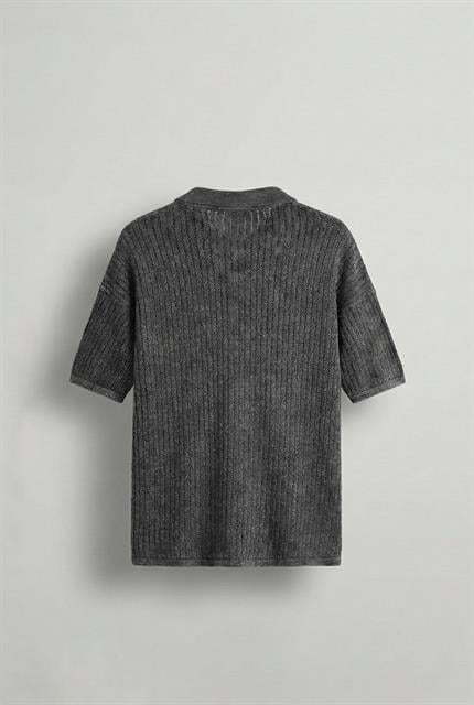 Erkek Polo Yaka Regular Fit Triko T-shirt Siyah