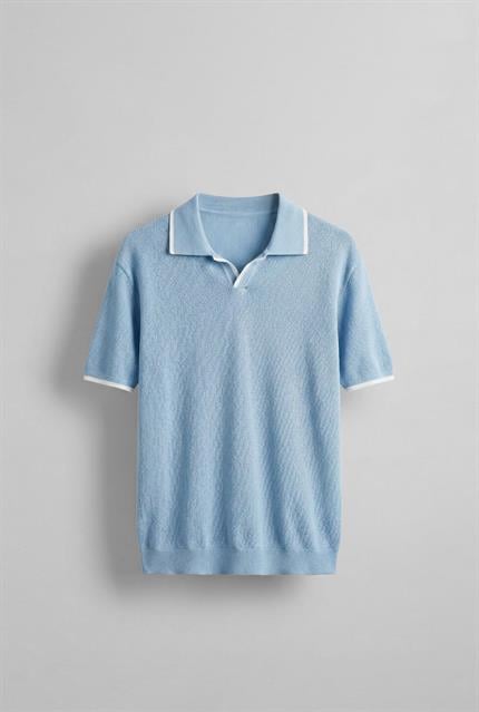 Erkek Polo Yaka Triko T-Shirt Mavi