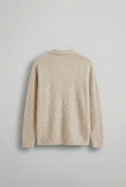 Erkek Polo Yaka Yumuşak Dokulu Oversize Kazak Taş