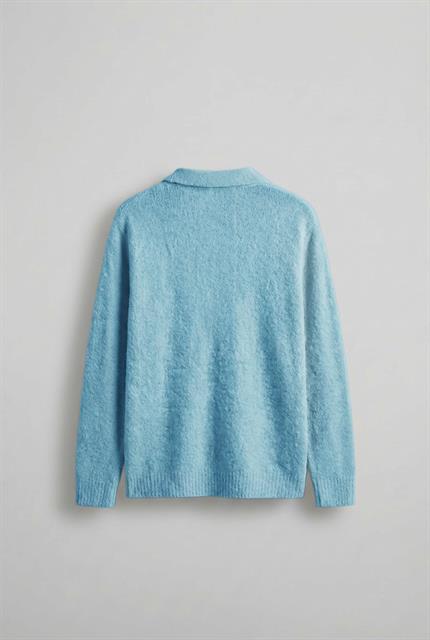 Erkek Polo Yaka Yumuşak Dokulu Oversize Kazak Bebek Mavi