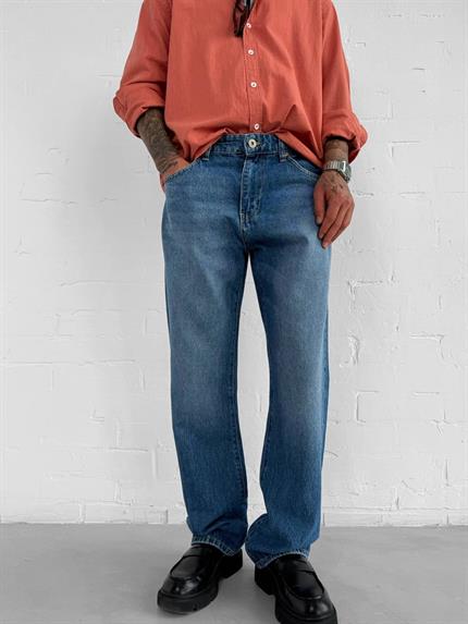 Erkek Premium Straight Fit Jean Pantolon Mavi