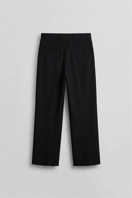 Erkek Premium Relaxed Fit Çizgili Takım Pantolonu Siyah