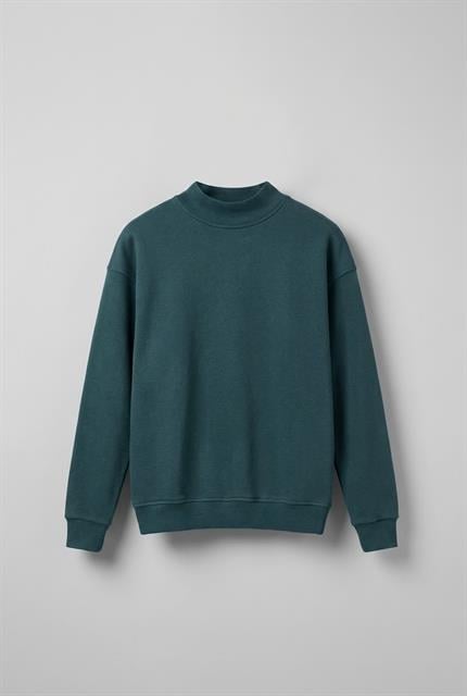 Erkek Rahat Kalıp Basic Uzun Kollu Sweatshirt Yeşil